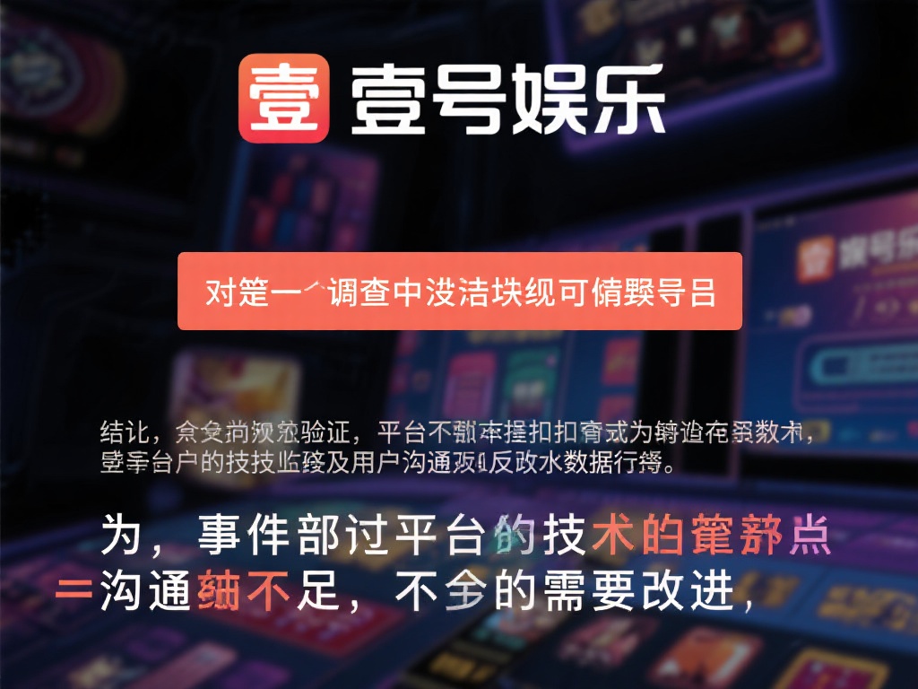 壹号娱乐反水事件真相调查结果出炉 (壹号娱乐反水事件真相调查结果正式公布,震惊业内!) 值得一提的是,调查中并未发现任何证据表明壹号娱乐存